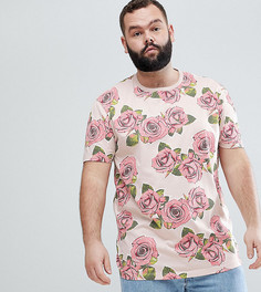 Длинная футболка с принтом ASOS DESIGN Plus - Розовый