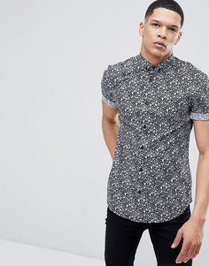 Темно-синяя рубашка с цветочным принтом River Island - Темно-синий