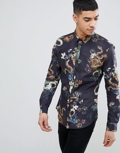 Черная рубашка со змеиным рисунком River Island - Черный
