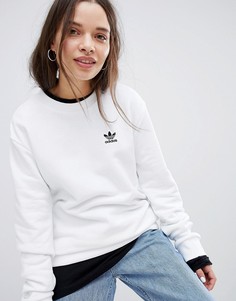 Белый свитшот с логотипом-трилистником adidas Originals - Белый