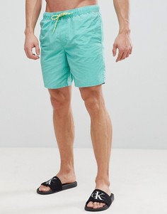 Зеленые шорты для плавания с эффектом кислотной стирки и затягивающимся шнурком ASOS - Зеленый