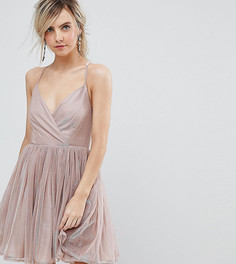 Платье мини с эффектом металлик ASOS PETITE - Розовый