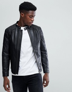 Кожаная куртка Selected Homme - Черный