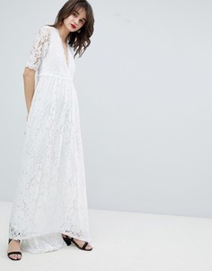 Кружевное платье макси с асимметричным краем Vero Moda - Белый