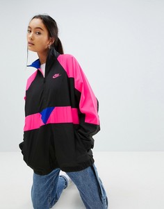 Черная оversize-куртка колор блок с короткой молнией Nike Vaporwave - Черный