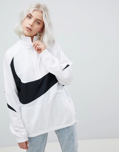 Белая оversize-куртка с короткой молнией и крупным логотипом-галочкой Nike Vapourwave - Белый