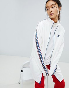 Белая спортивная куртка с лентой на рукавах Nike - Белый