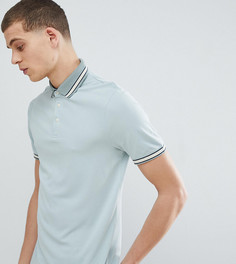 Голубая футболка-поло с контрастным кантом Ted Baker TALL - Зеленый