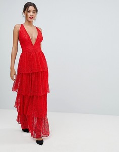 Кружевное платье макси Missguided - Красный
