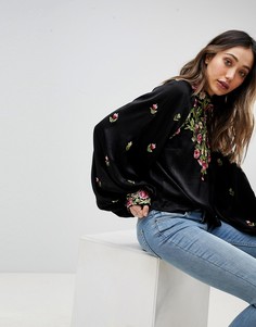 Блузка с вышивкой Free People Jessica - Черный