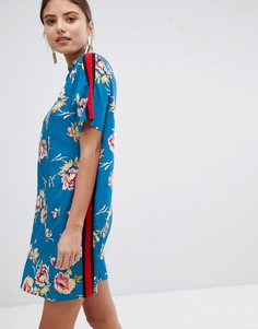 Платье мини с цветочным принтом и полосками Missguided - Синий
