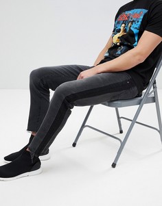 Черные выбеленные джинсы слим с полосками по бокам ASOS - Черный