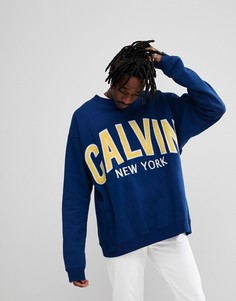 Свитшот с аппликацией логотипа Calvin Klein Jeans - Синий
