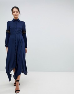Платье-рубашка с кружевными вставками Hope &amp; Ivy - Темно-синий
