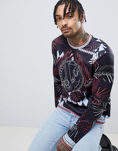 Черный свитшот с принтом джунглей и тигра Versace Jeans - Черный