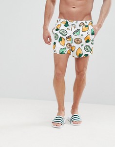 Короткие шорты для плавания с принтом ASOS - Белый