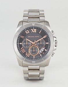 Серебристые часы-хронограф 44 мм Michael Kors MK8609 Brecken - Серебряный