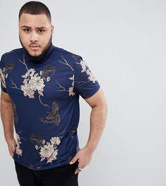 Поло с принтом ASOS DESIGN Plus - Темно-синий