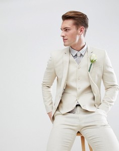 Супероблегающий пиджак ASOS Wedding - Светло-бежевый