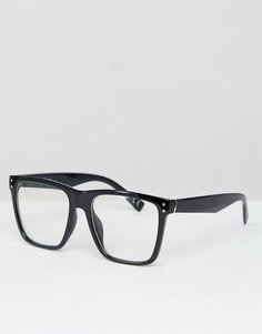 Черные квадратные очки с прозрачными стеклами Jeepers Peepers - Черный