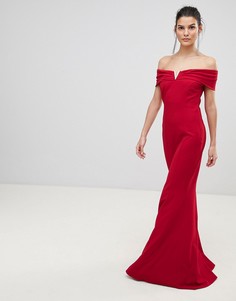 Платье макси с широким вырезом City Goddess - Красный
