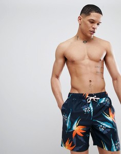 Темно-синие узкие шорты для плавания с цветочным принтом Original Penguin - Темно-синий