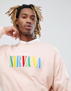 Розовый оверсайз-свитшот с вышивкой Nirvana ASOS DESIGN - Розовый