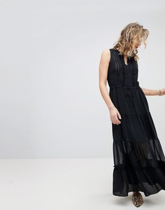 Шелковистое платье макси без рукавов Maison Scotch - Черный