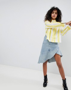 Юбка с оборкой на подоле Monki - Синий