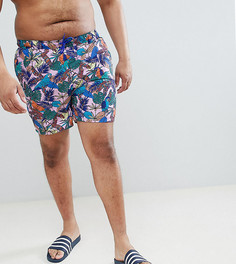 Шорты для плавания средней длины с тропическим принтом ASOS DESIGN Plus - Мульти