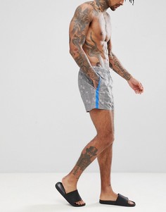 Короткие шорты для плавания с монохромной клеткой ASOS DESIGN - Серый