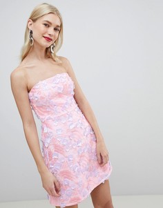 Платье мини А-силуэта с 3d цветами премиум класса ASOS DESIGN - Розовый