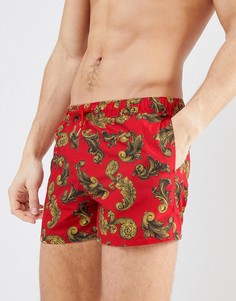 Короткие шорты для плавания с принтом ASOS DESIGN - Красный