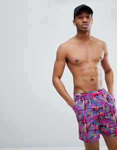 Шорты для плавания средней длины с ацтекским принтом ASOS DESIGN - Мульти