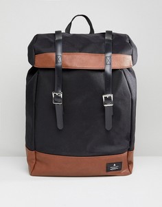 Черный походный рюкзак с двумя ремешками и коричневой отделкой ASOS DESIGN - Черный