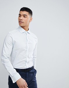 Строгая оксфордская рубашка узкого кроя в полоску с двойными манжетами ASOS DESIGN - Синий