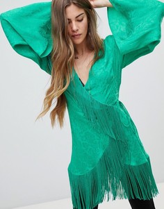 Жаккардовый топ с запахом и бахромой ASOS DESIGN - Зеленый