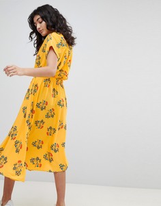Платье миди с цветочным принтом Weekday - Желтый