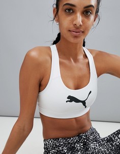 Белый спортивный бюстгальтер с логотипом Puma - Белый