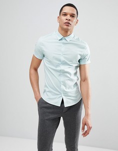 Светло-зеленая приталенная рубашка с короткими рукавами ASOS DESIGN - Зеленый
