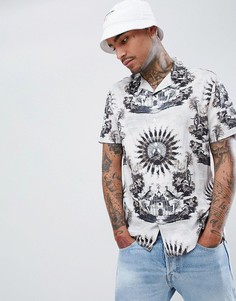 Рубашка классического кроя с отложным воротником и принтом ASOS DESIGN - Белый