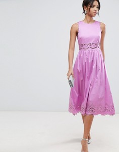 Фиолетовое платье миди с вырезной отделкой Ted Baker - Розовый