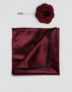 Булавка на лацкан с цветком и платок для пиджака Gianni Feraud - Красный