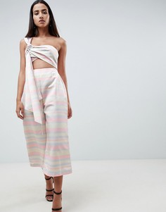 Комбинезон с драпировкой в пастельную полоску ASOS DESIGN - Мульти