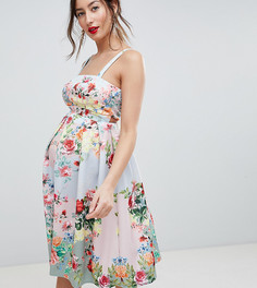 Платье для выпускного с квадратным вырезом и цветочным принтом ASOS DESIGN Maternity - Мульти