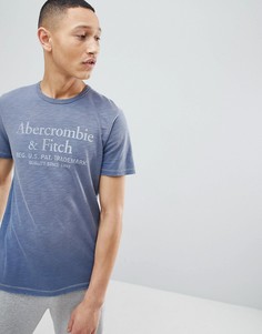 Синяя футболка с выбеленным принтом логотипа Abercrombie &amp; Fitch - Темно-синий