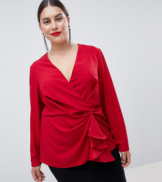 Топ с глубоким вырезом ASOS DESIGN Curve - Красный