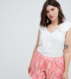 Топ с оборками на плечах Junarose - Белый