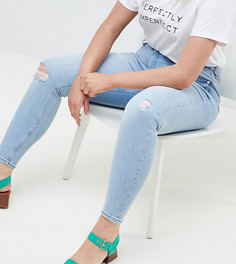 Джинсы скинни с рваными коленями River Island Plus Harper - Синий