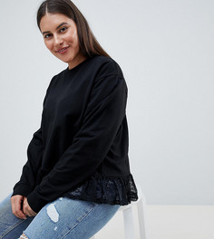 Свитшот с кружевным краем ASOS DESIGN Curve - Черный